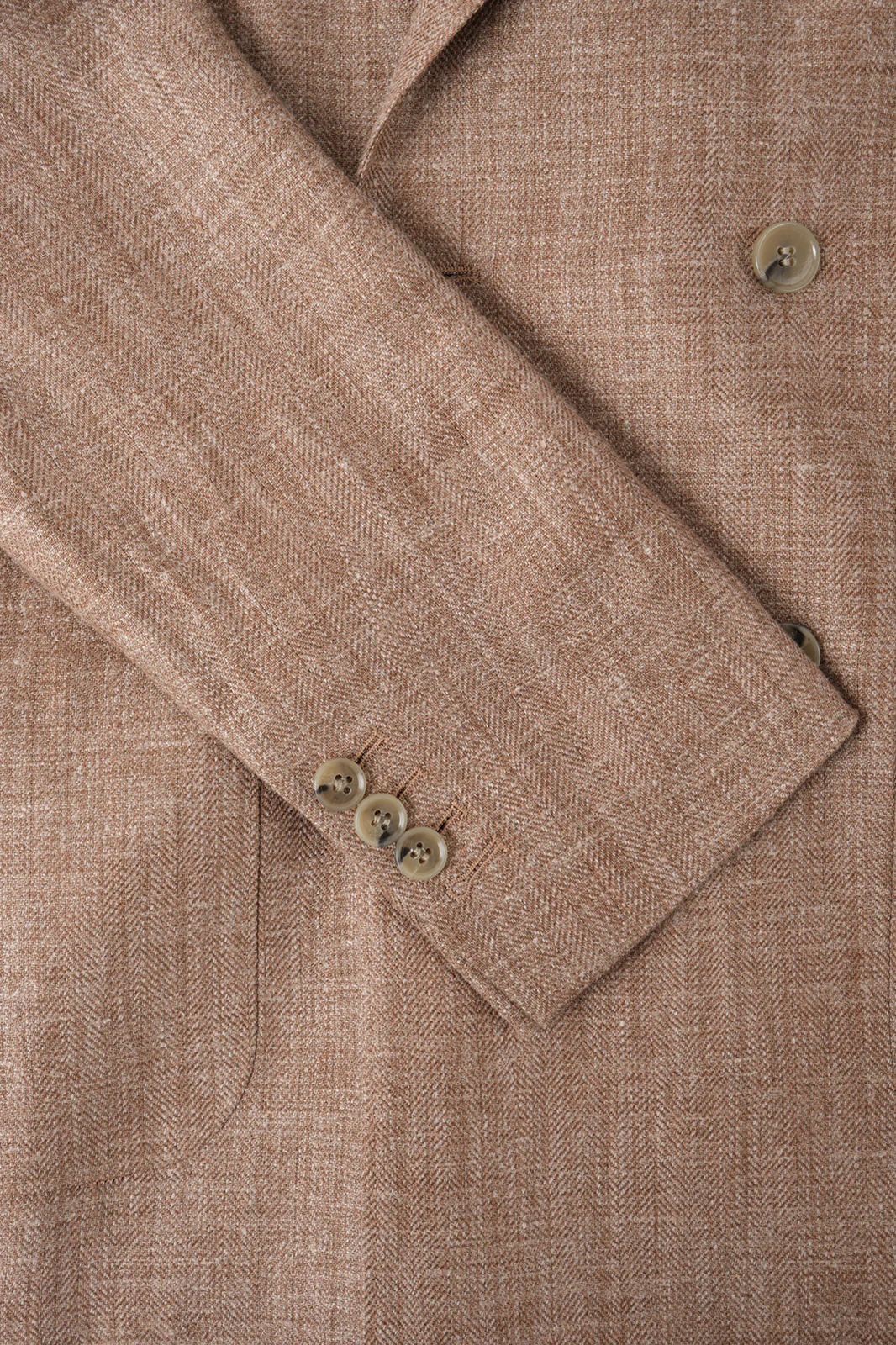 Blazer croisé en lin et soie - Camel - Image 3