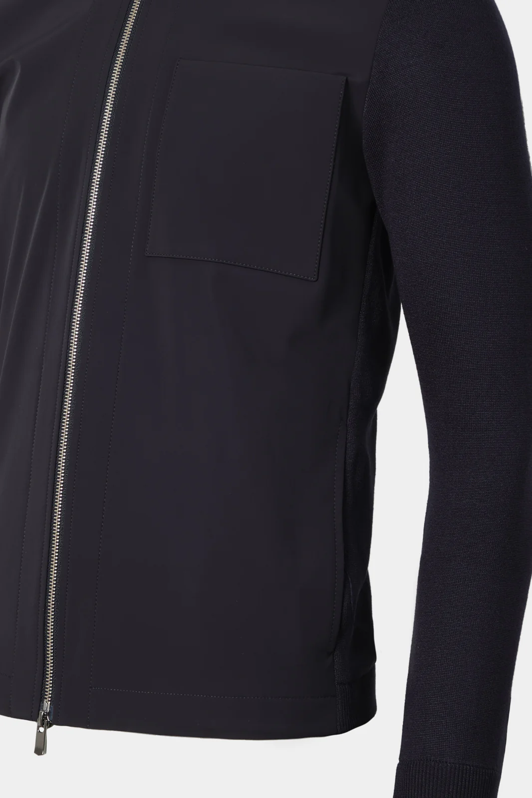 Blouson zippé bi matière -  Marine - Image 3