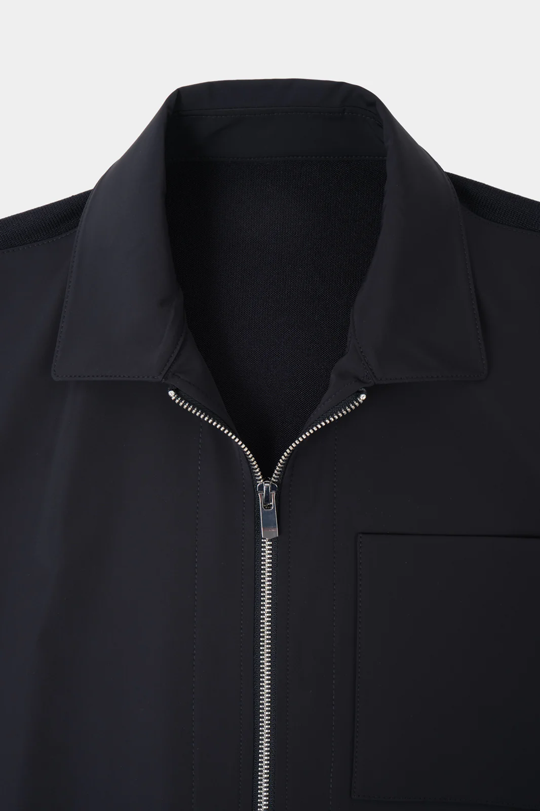 Blouson zippé bi matière -  Marine - Image 4