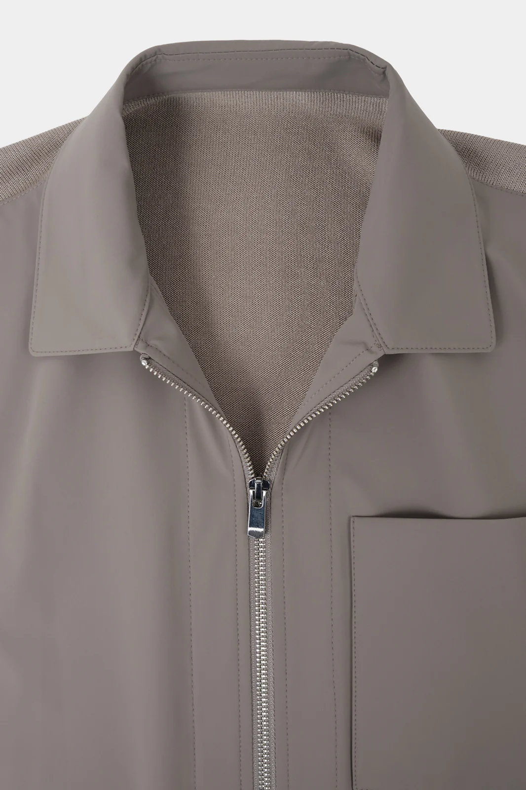 Blouson zippé bi matière - Noisette - Image 4