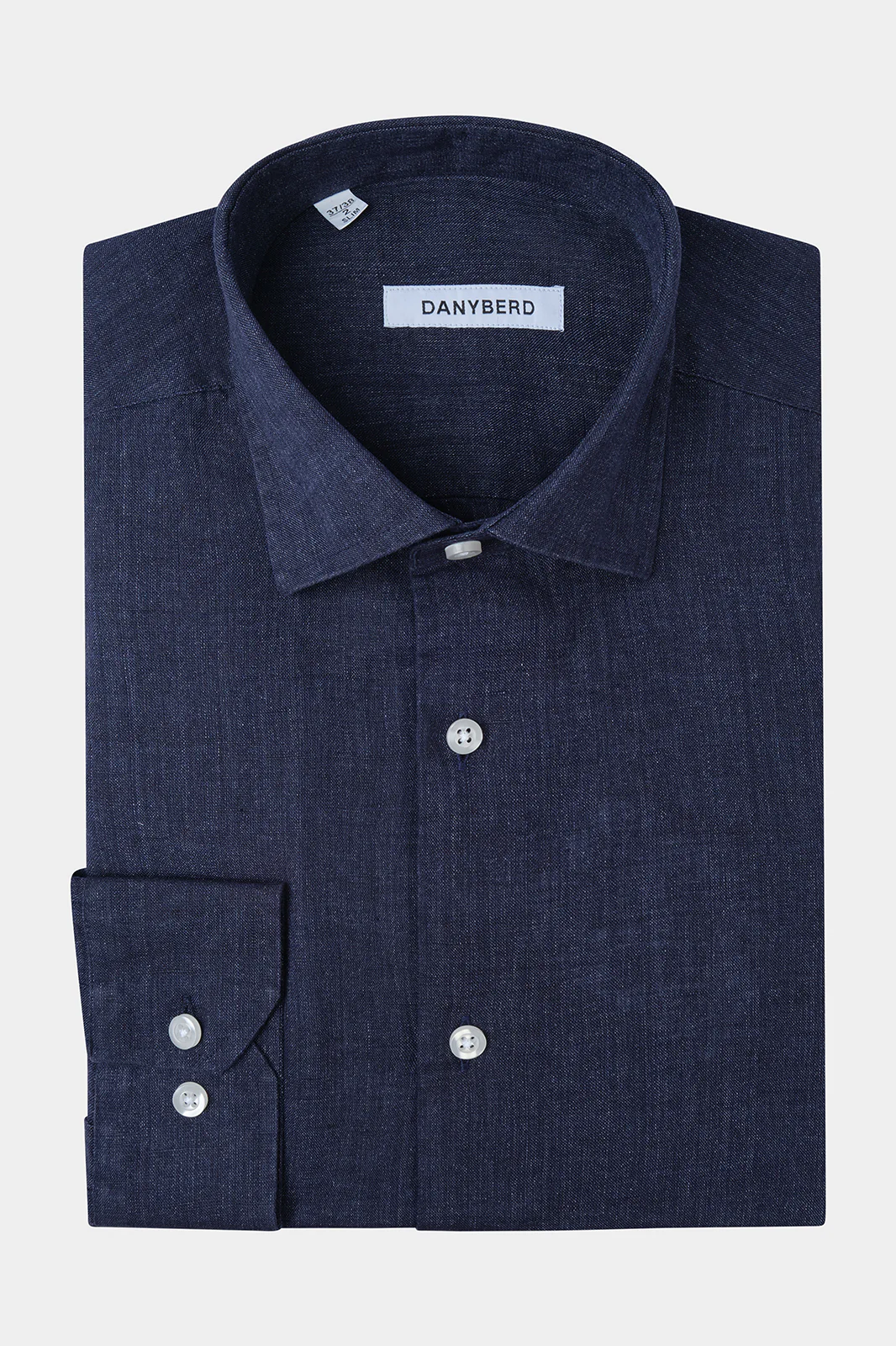 Chemise en lin col français - Bleu nuit
