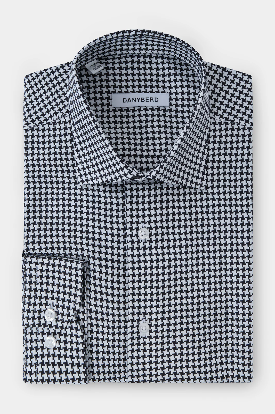 Chemise tissé pied de poule - Noir