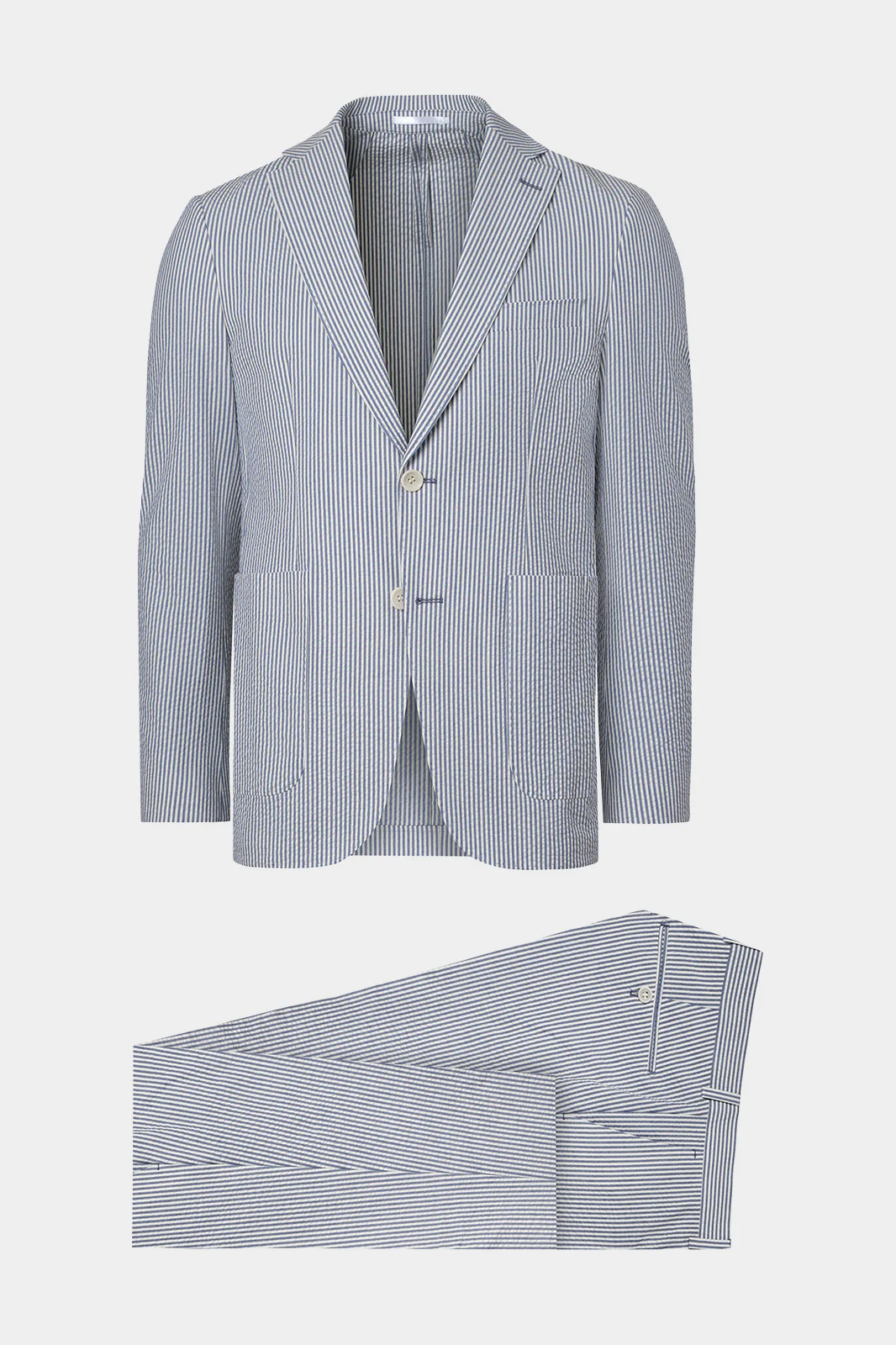 Costume Ă rayures Seersucker - Blanc et Bleu