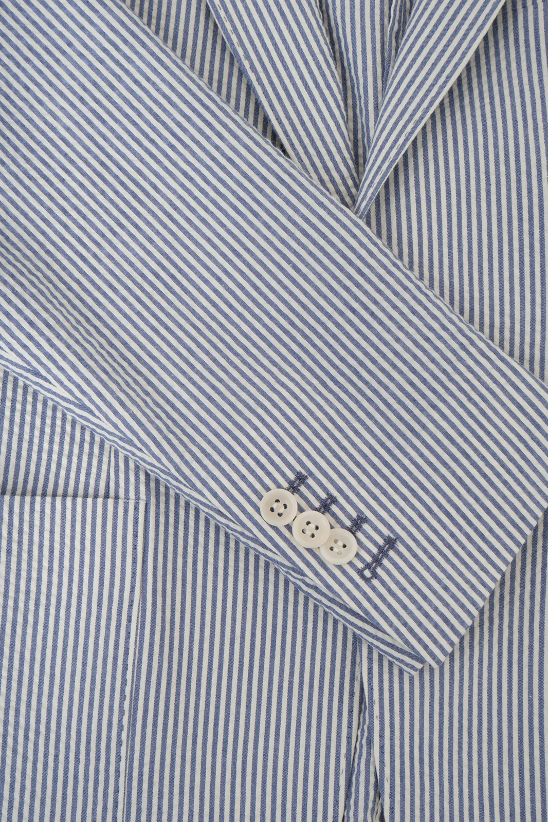 Costume Ă rayures Seersucker - Blanc et Bleu - Image 4