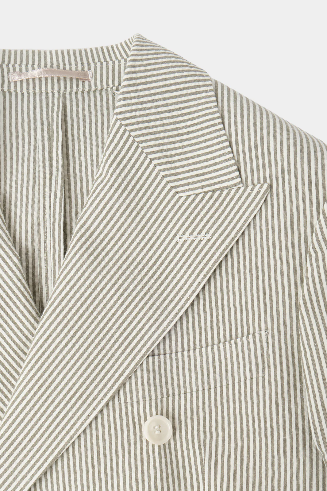 Costume croisé à rayures Seersucker - Blanc et kaki - Image 3