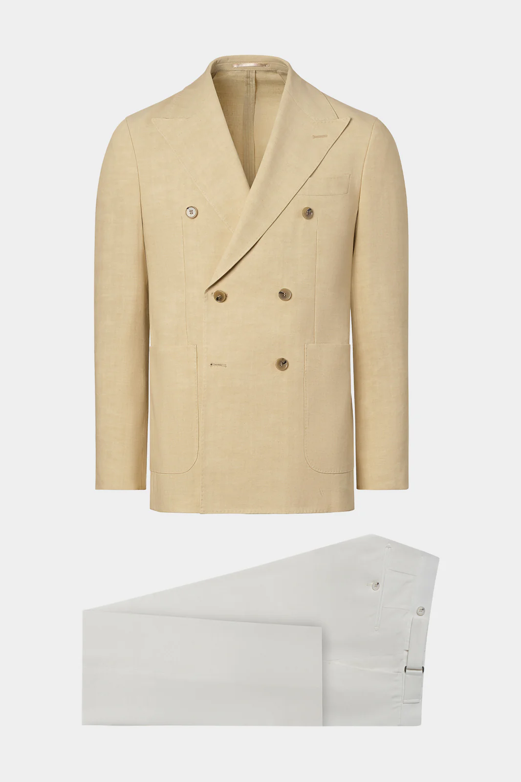 Costume croisé - Beige et pantalon blanc