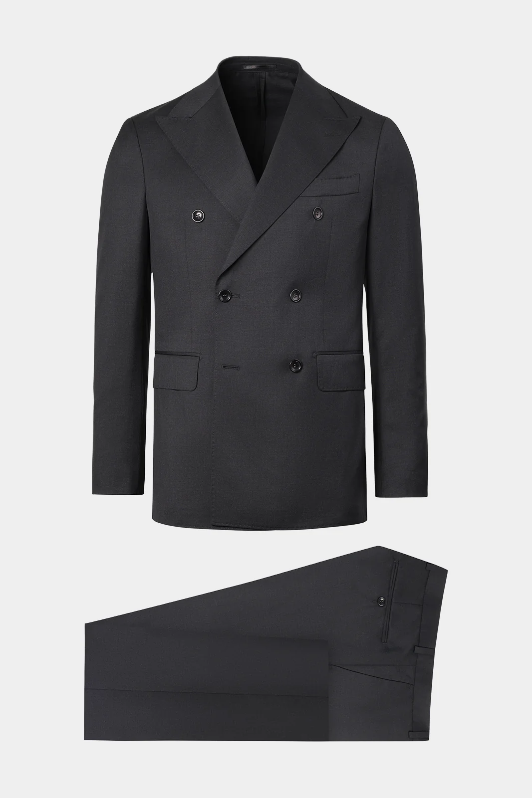 Costume croisé en laine - Gris anthracite