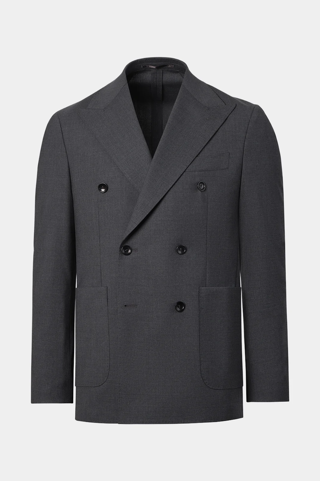 Costume croisé en laine stretch - Gris anthracite - Image 2