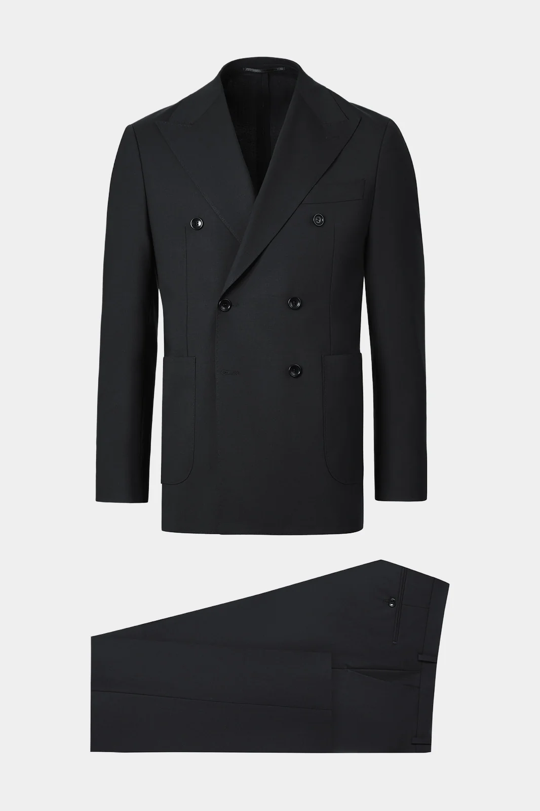 Costume croisé en laine stretch - Noir
