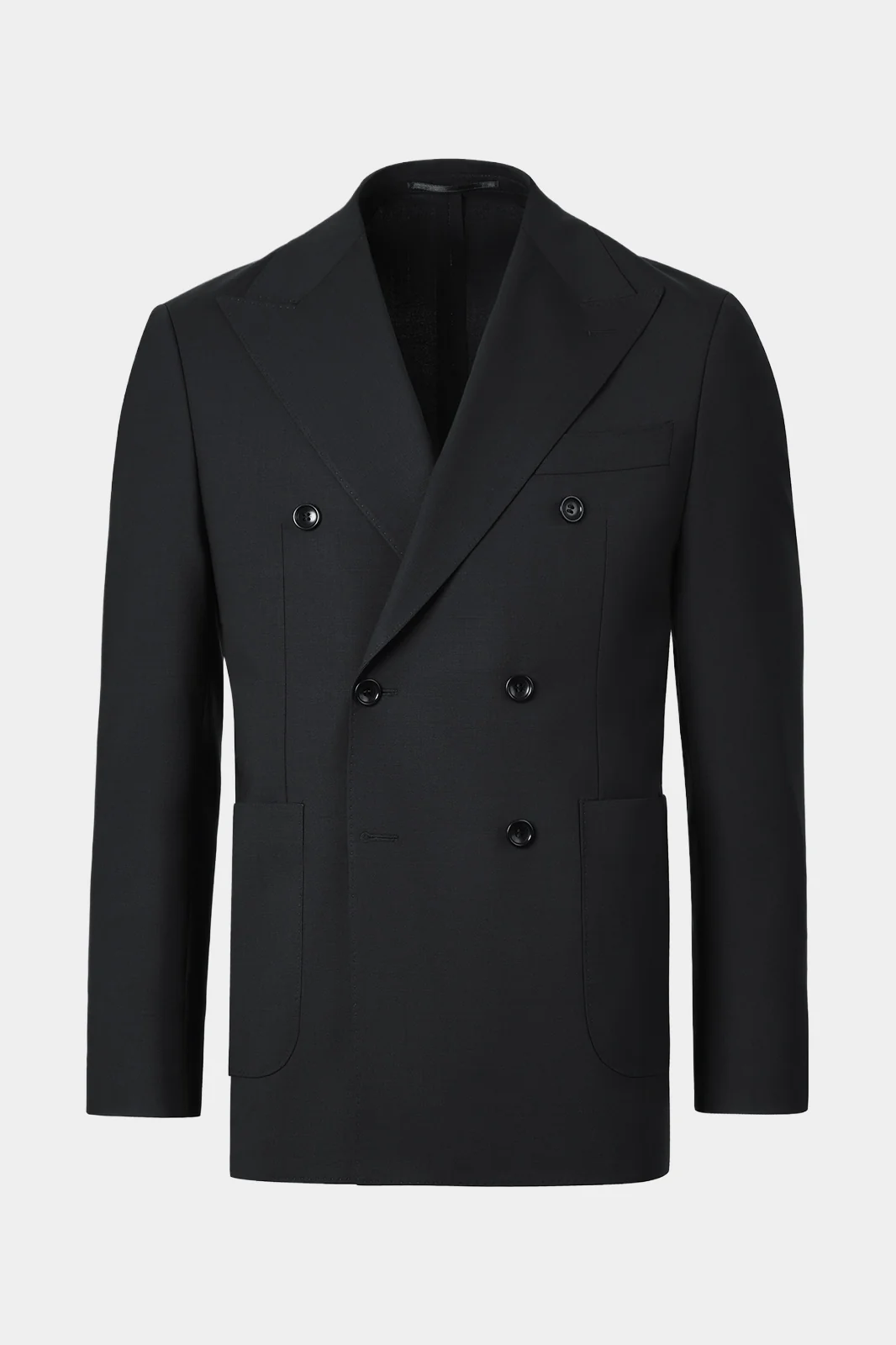 Costume croisé en laine stretch - Noir - Image 2