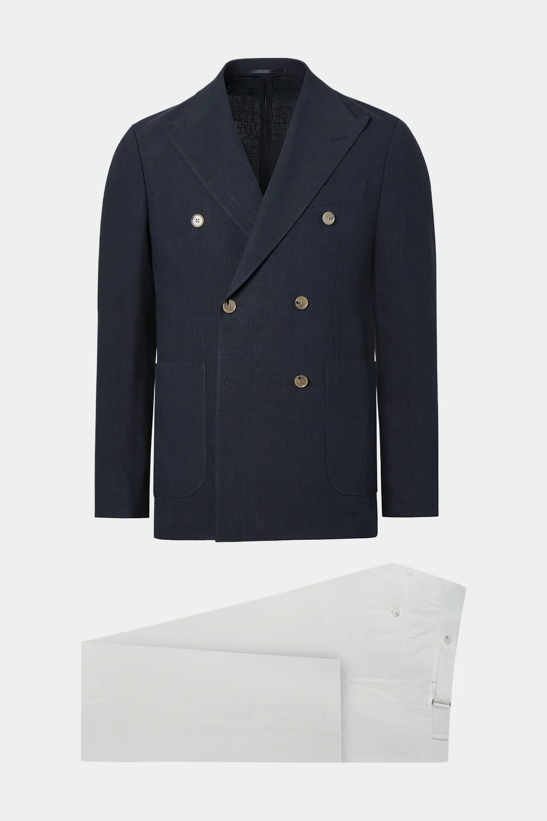 Costume croisé - Marine et pantalon blanc