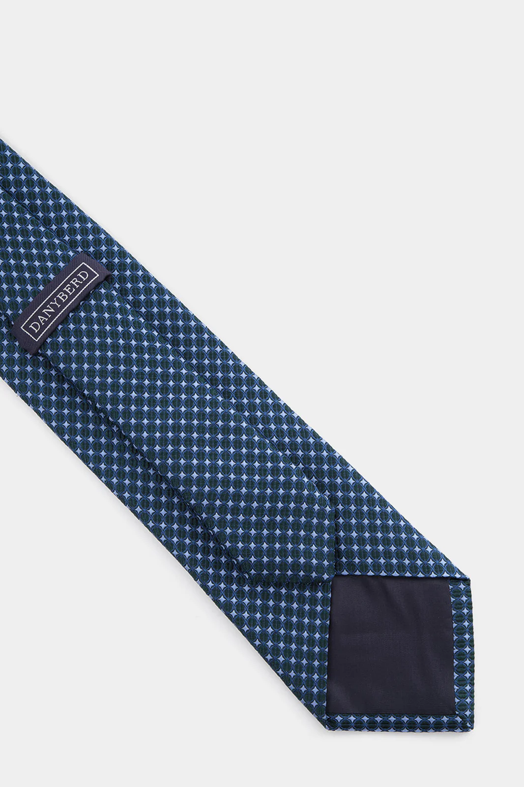 Cravate 100% soie - Bleu Ă motifs noir - Image 2