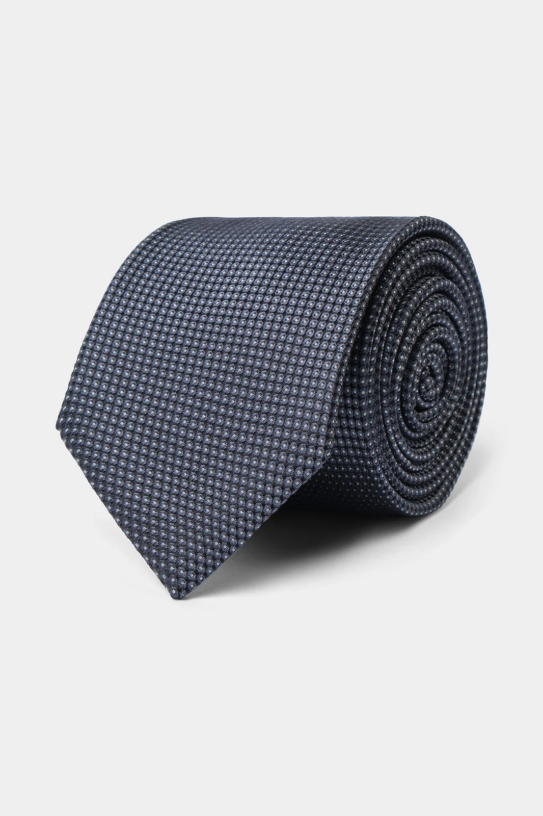 Cravate 100 % soie - Gris anthracite Ă pois clair