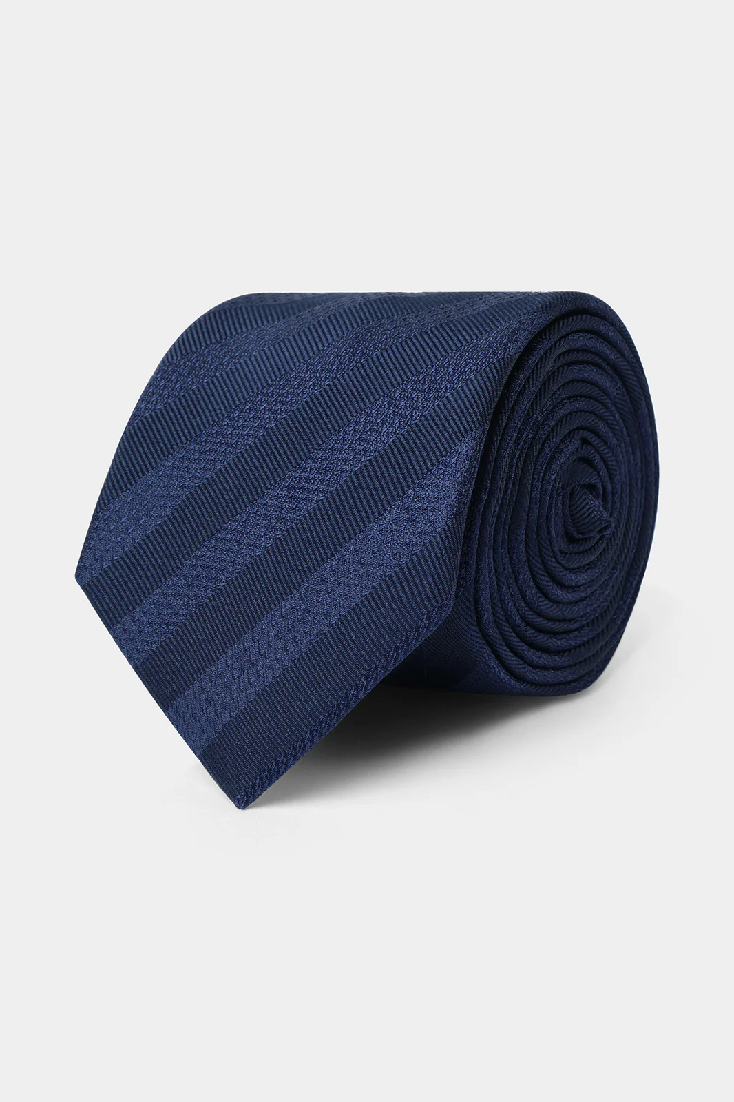 Cravate 100 % soie - Marine Ă rayure large
