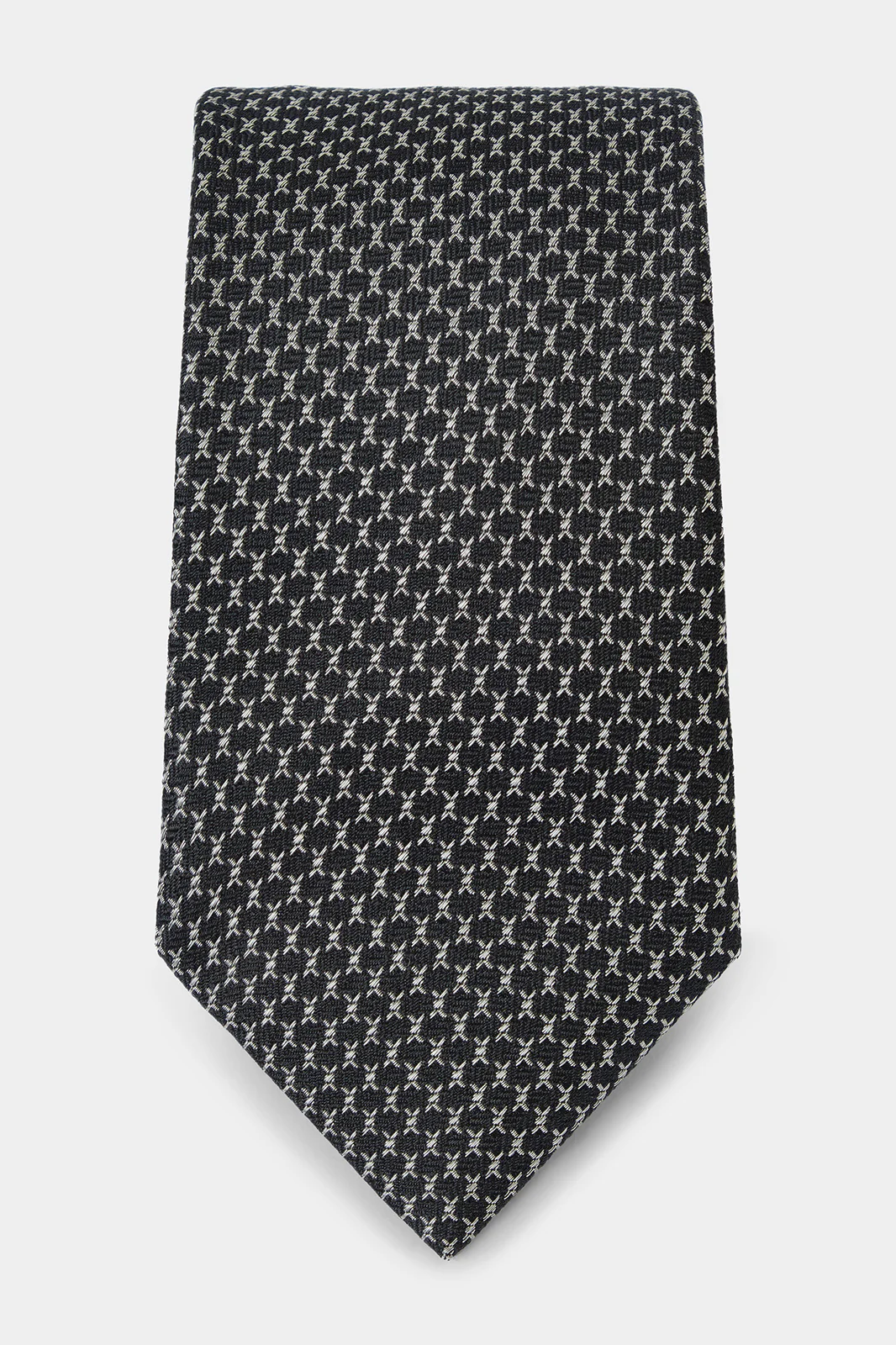 Cravate 100 % soie - Noir Ă motifs blanc - Image 2