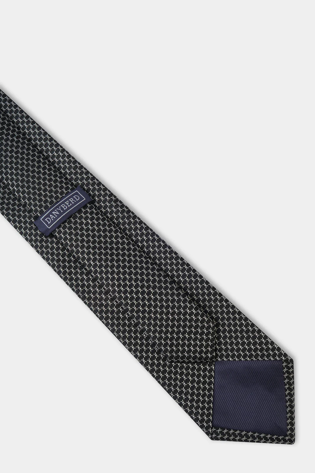 Cravate 100 % soie - Noir Ă motifs blanc - Image 3