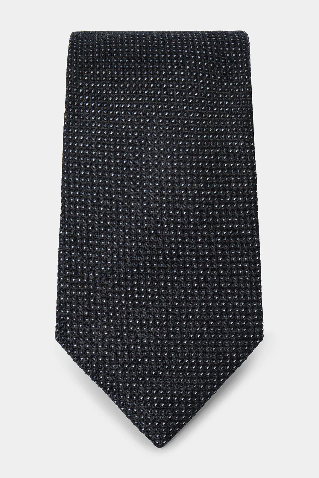 Cravate 100% soie - Noir Ă pois gris - Image 3