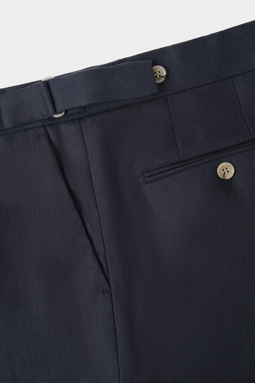 Pantalon en lin à patte de serrage - Marine - Image 3
